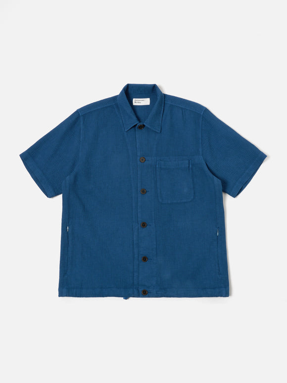 Overshirt nippon waffle navy Veste légère Surchemise homme coton Veste casual Mode masculine Streetwear Workwear universal works versailles