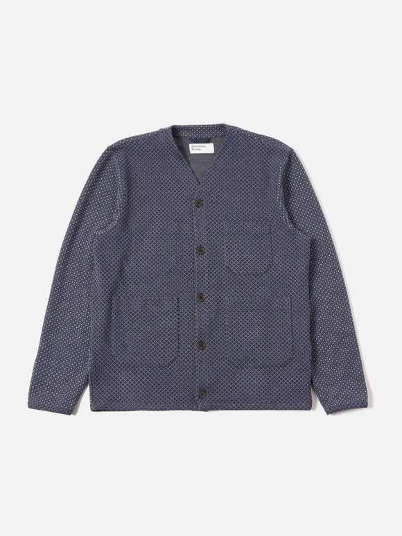 CARDIGAN COTTON MIX FLEECE NAVY UNIVERSAL WORKS CASUAL CHIC NOUVELLE COLLECTION MODE HOMME MOTIFS VERSAILLES HOMME 