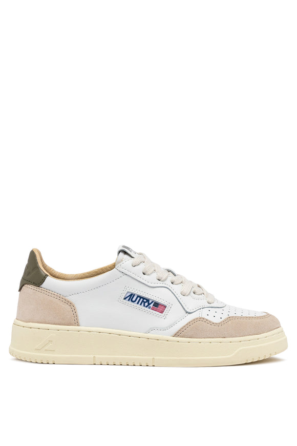 BASKET MEDALIST CUIR BLANC SUEDE 
TALON KAKI AUTRY