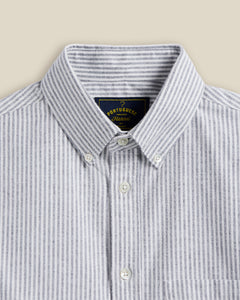 CHEMISE COTON FLANELLE COL BOUTONNE BRUSHED OXFORD RAYÉ BLEUE PORTUGUESE FLANNEL
