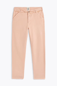 PANTALON JABALI TWILL SALMON PINK HOMECORE EN COTON 5 POCHES COUPE CAROTTE CONFORT TAILLE HAUTE CASUAL CHIC
