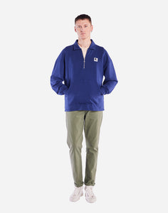 SWEAT ZIP MANSO BLEU OUTREMER  OLOW COUPE LARGE POCHE KANGOUROU LOGO POITRINE 