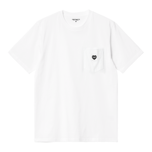 TEE SHIRT POCKET HEART BLANC CARHARTT WIP LOGO POITRINE COEUR NOIR COUPE LOOSE COTON ETE 2025 STREETWEAR VERSAILLES MIXTE
