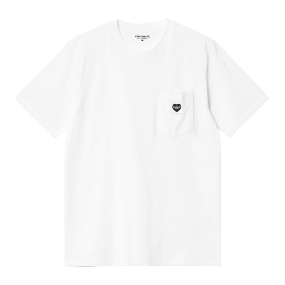 TEE SHIRT POCKET HEART BLANC CARHARTT WIP LOGO POITRINE COEUR NOIR COUPE LOOSE COTON ETE 2025 STREETWEAR VERSAILLES MIXTE