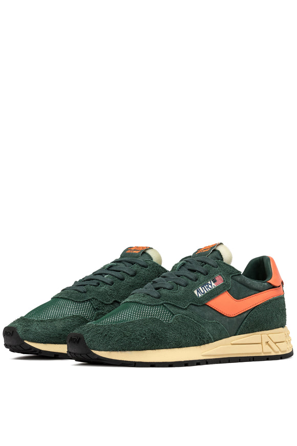 Baskets Autry Reelwind LOW EN NYLON ET DAIM BOTTLE ET ORANGE NOUVELLE COLLECTION VERSAILLES HOMME ETE 2025